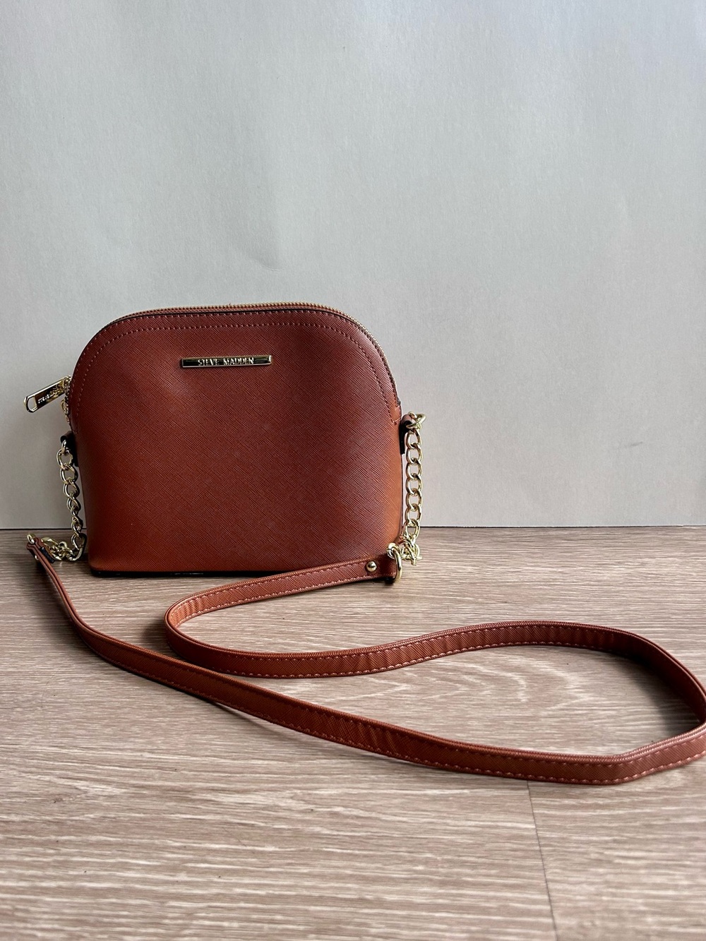 Steve Madden Cognac Brown Dome Crossbody Purse
